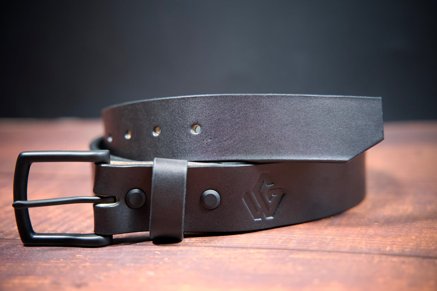 High-quality black belt made from 10-12oz English Bridle leather from Wickett & Craig tannery