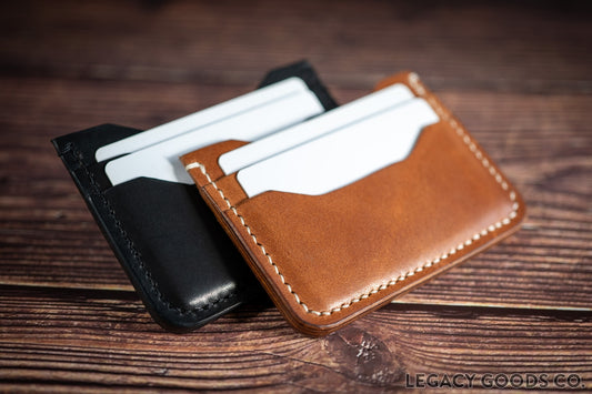 H1 Wallet handcrafted leather good in black and buck brown | Portefeuille H1 en cuir fait à la main en noir et buck brown