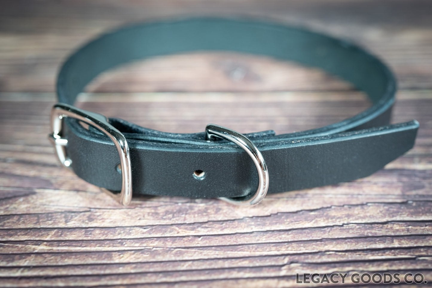 Handmade leather dog collar 3/4-inch in black