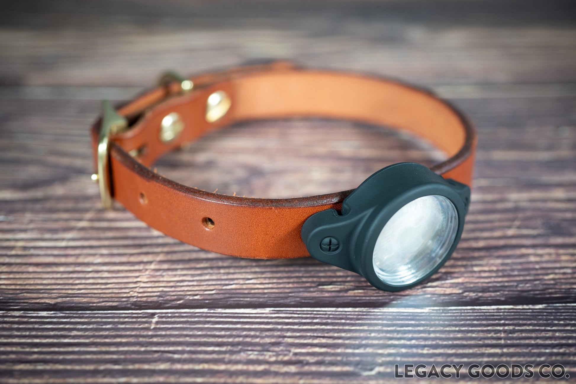 Handmade leather dog collar 3/4-inch in chestnut with the Airtag Holder | Collier pour chien en cuir fait à la main de 3/4 pouce en châtaigne avec le porte-Airtag