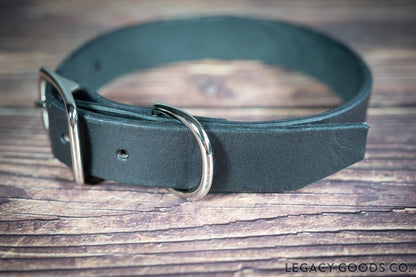 Collier pour chien en cuir fait à la main de 1 pouce en noir