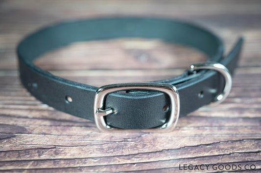 Handmade leather dog collar 3/4-inch in black